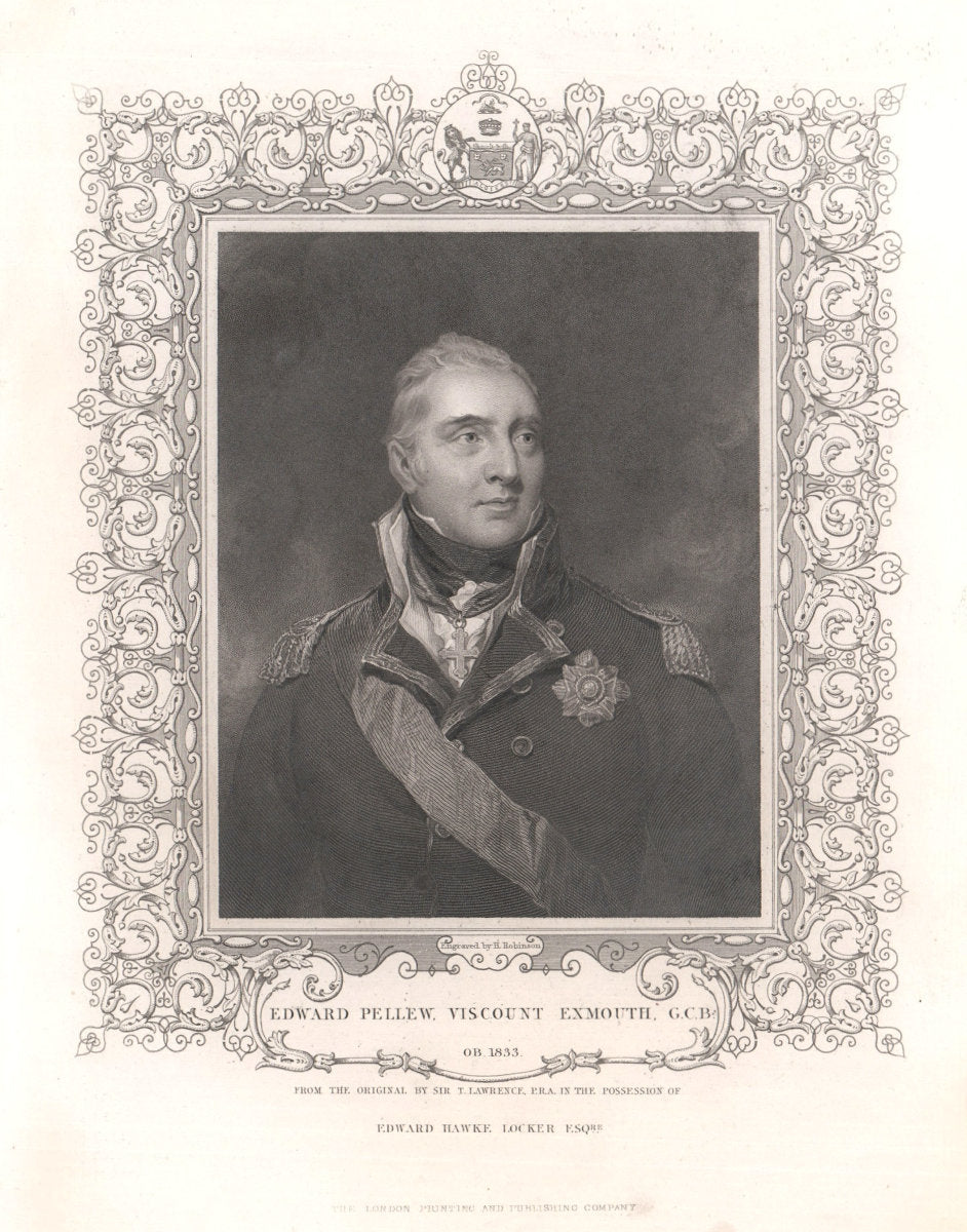 Edward Pellew, Viscount Exmouth, G.C.B. TALLIS c1855 old antique print picture